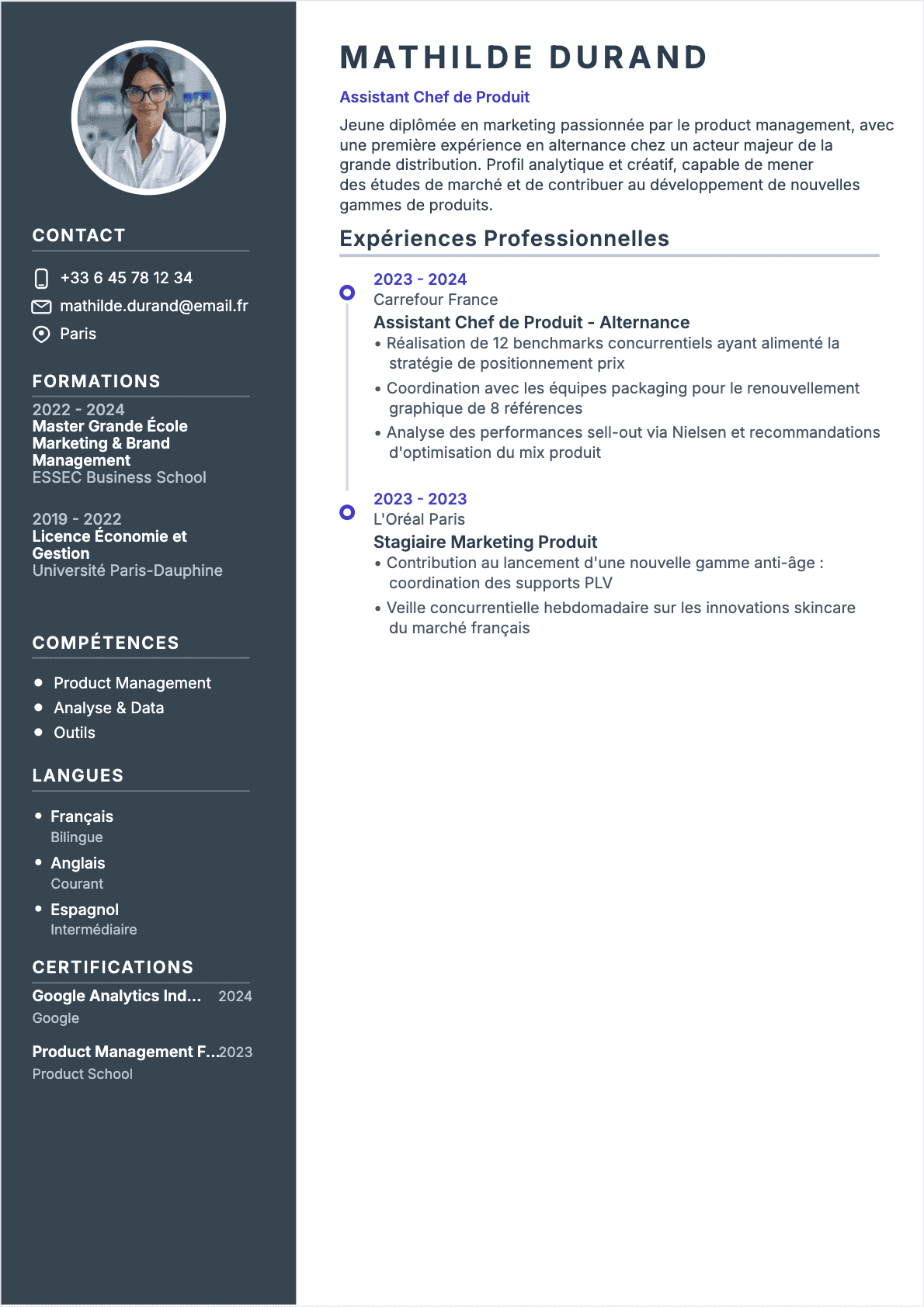 Chef de produit Junior - CV Chef de produit