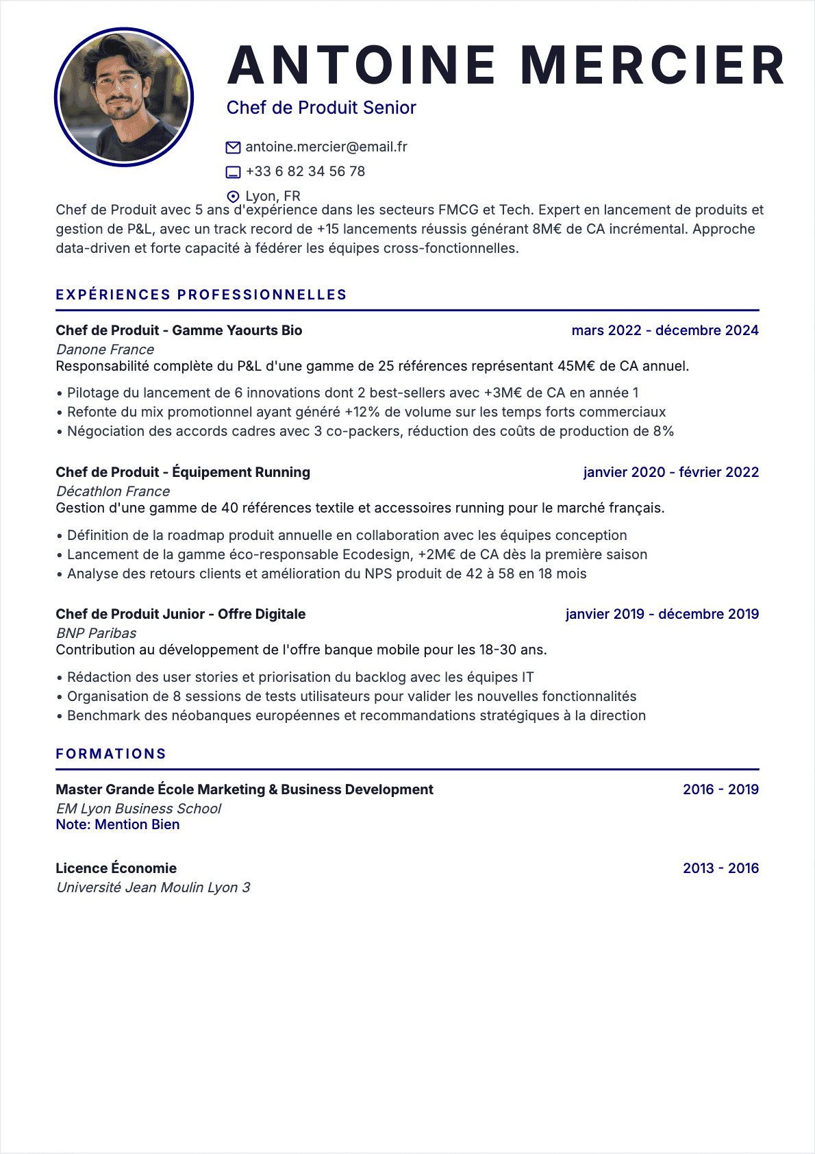 CV Chef de produit Confirmé - CV Chef de produit