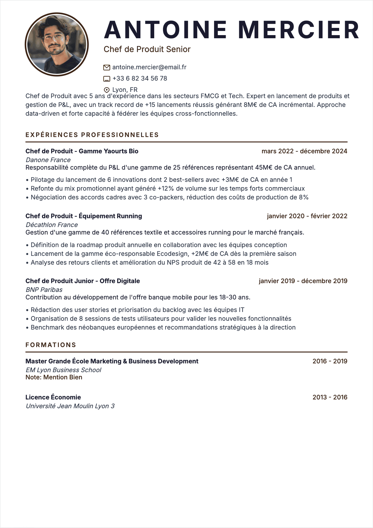 Chef de produit Confirmé - CV Chef de produit