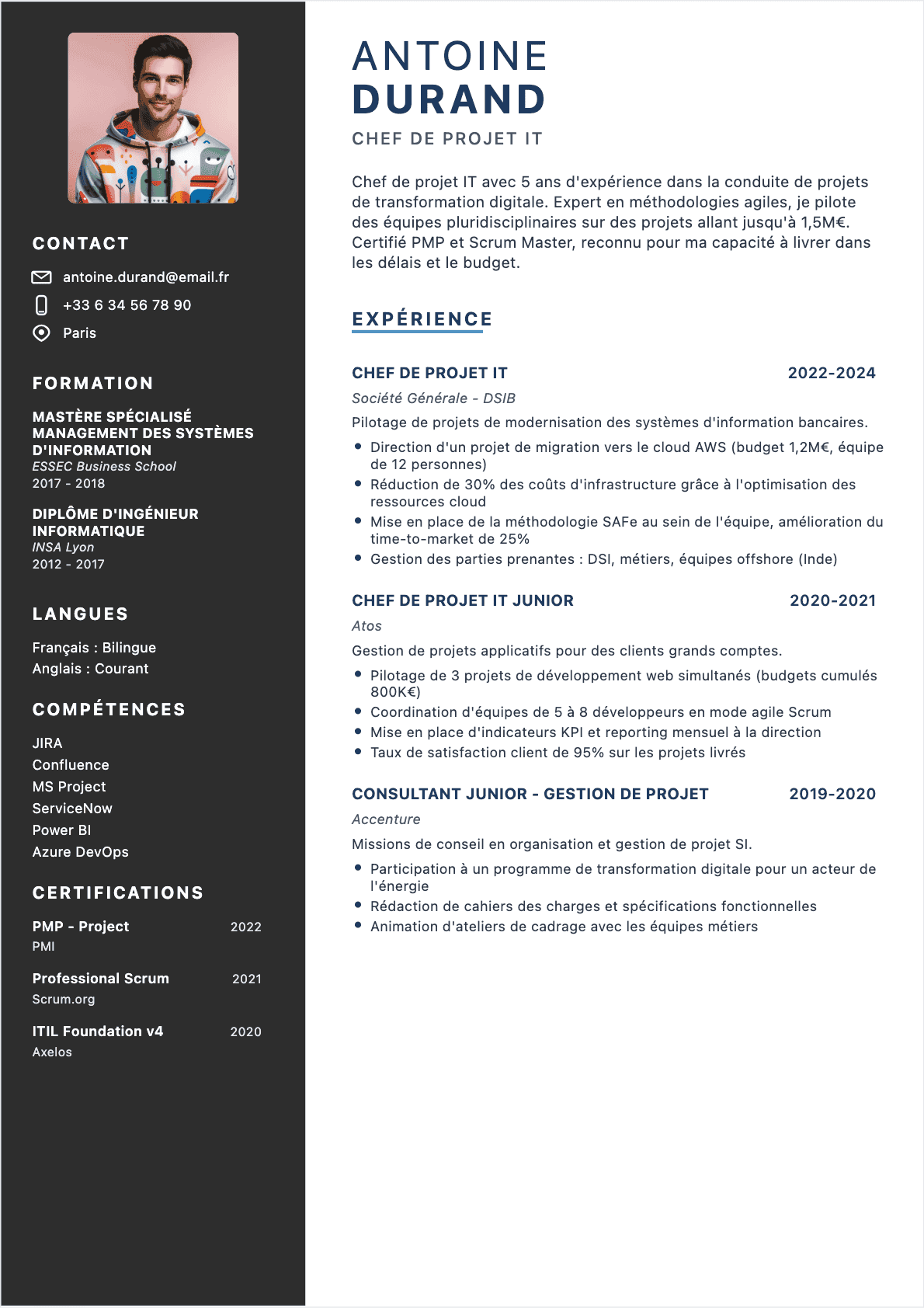 CV Chef de projet IT Confirmé - CV Chef de projet IT