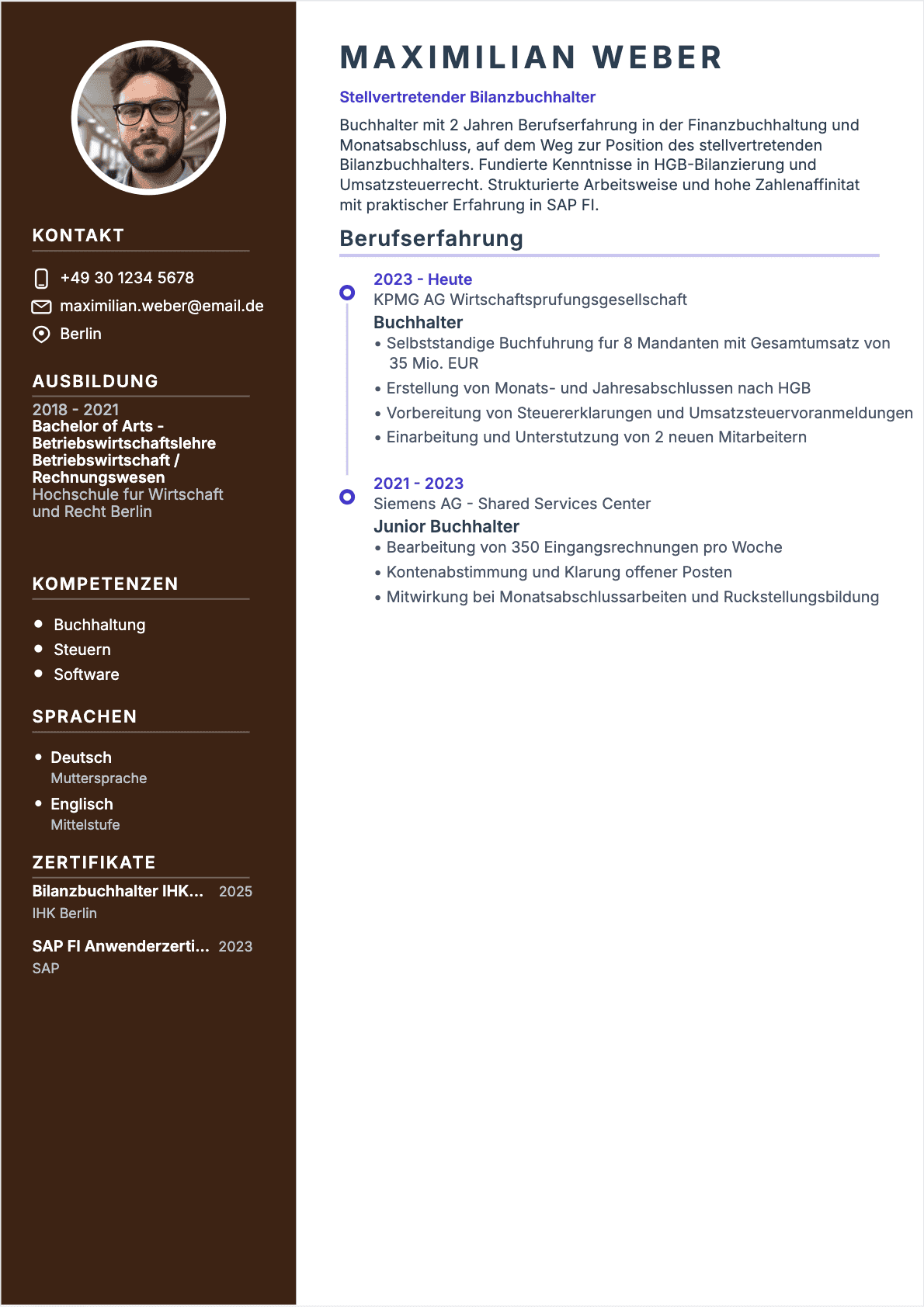 Chefbuchhalter Junior - Chefbuchhalter Lebenslauf