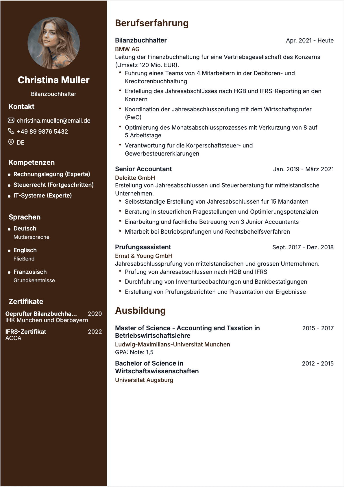 CV Chefbuchhalter Confirmé - Chefbuchhalter Lebenslauf