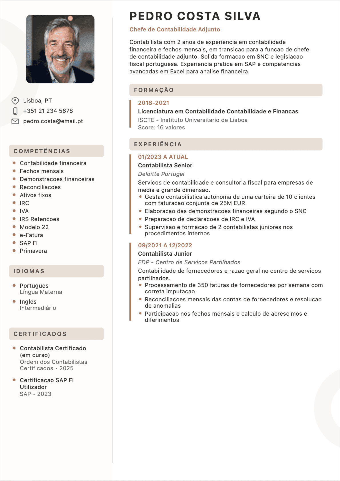 Chefe de contabilidade Junior - CV Chefe de contabilidade