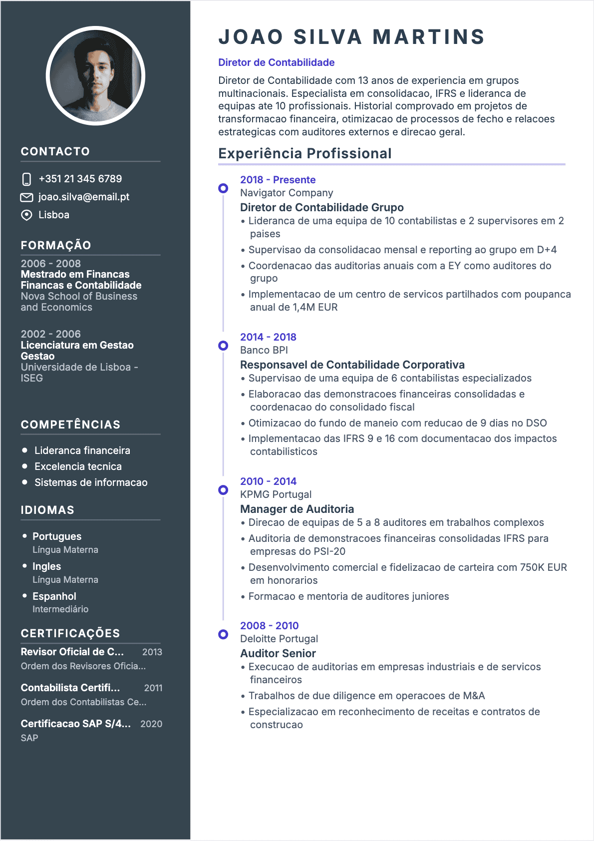 Chefe de contabilidade Senior - CV Chefe de contabilidade