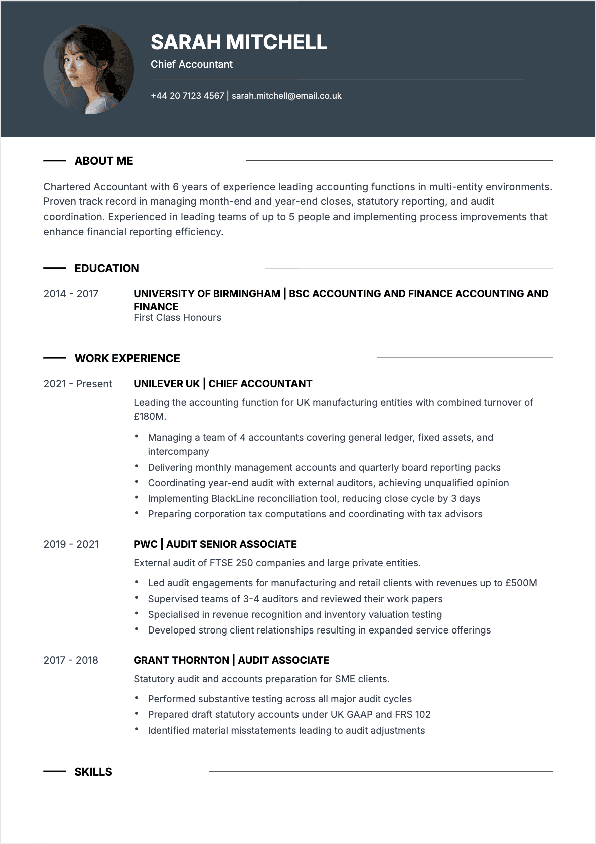 Resume Chief Accountant Confirmé - Chief Accountant Resume