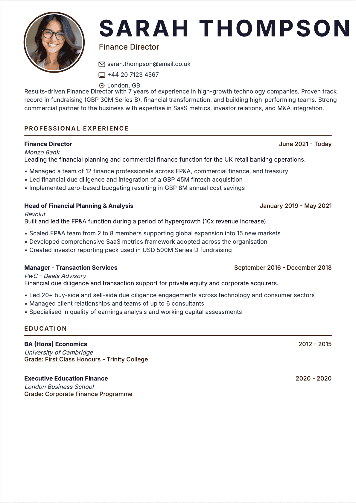Chief Financial Officer Confirmé - Chief Financial Officer Resume
