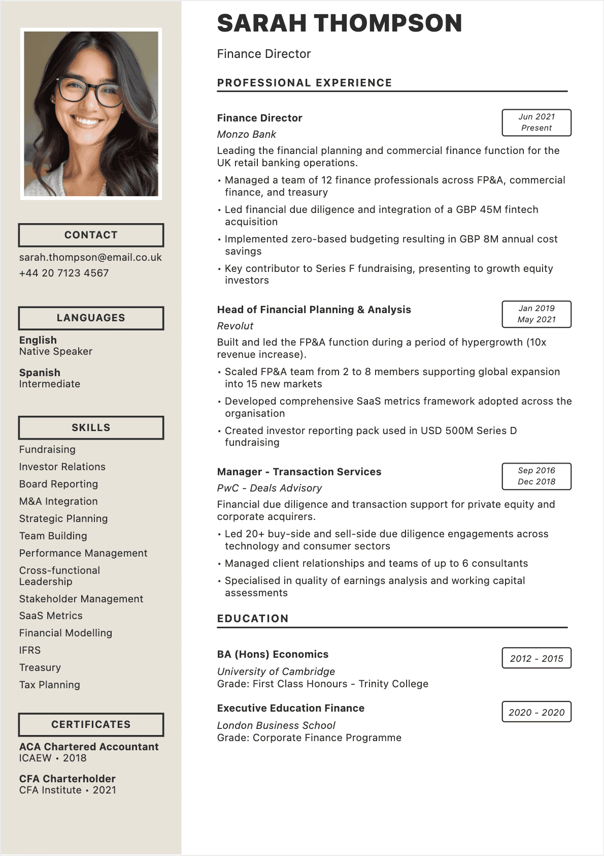 Chief Financial Officer Confirmé - Chief Financial Officer Resume