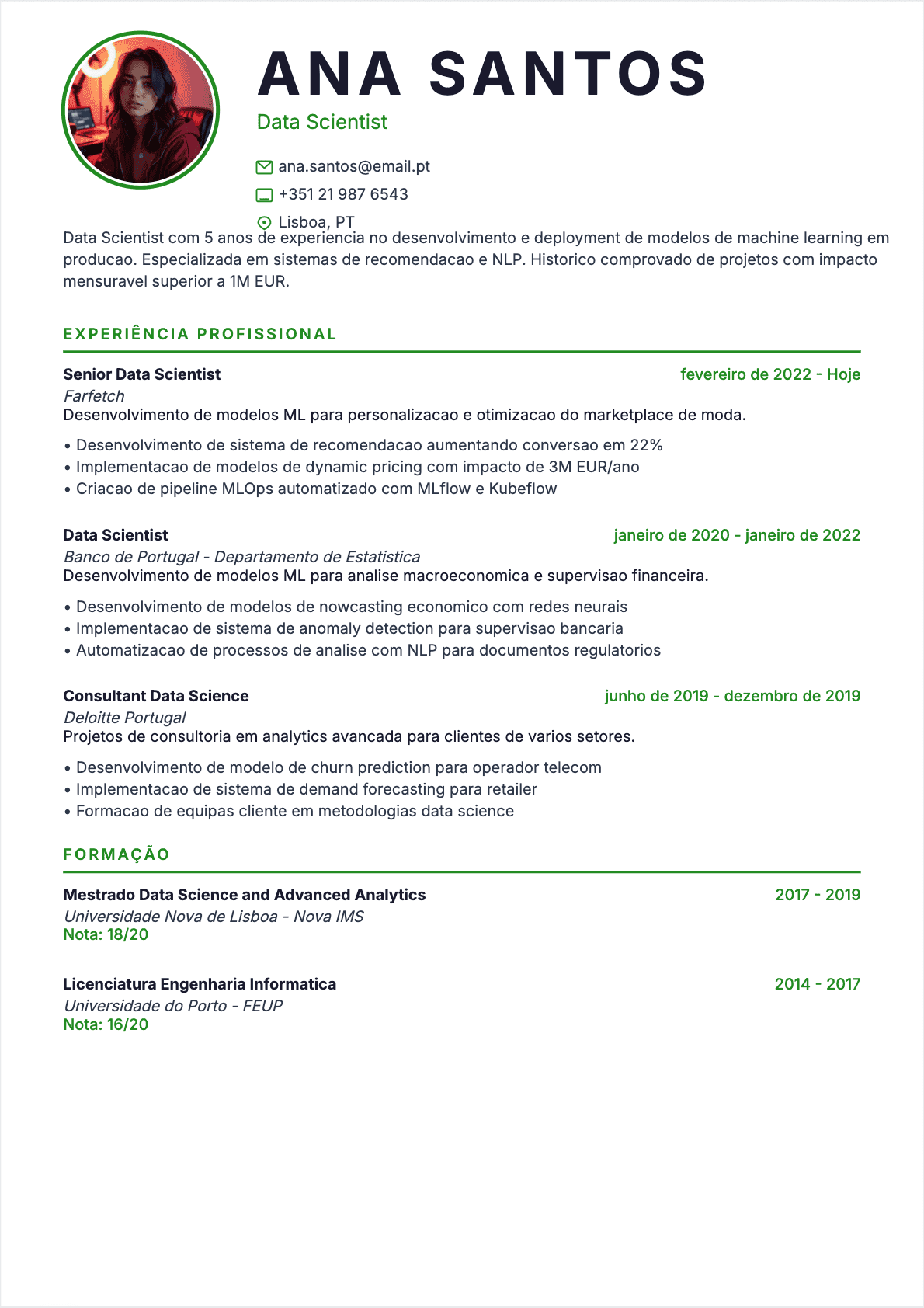 Cientista de dados Confirmé - CV Cientista de dados