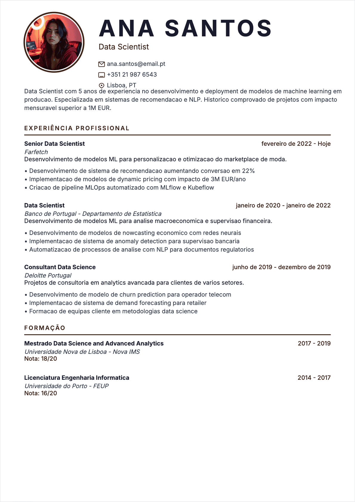 Cientista de dados Confirmé - CV Cientista de dados