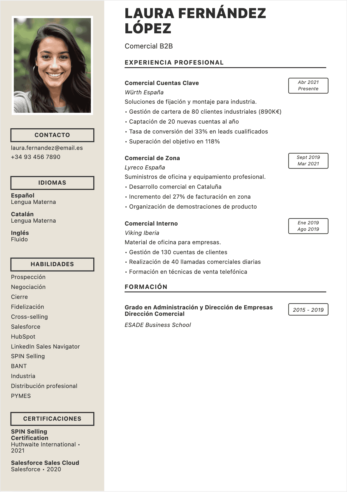 Comercial Confirmé - CV Comercial