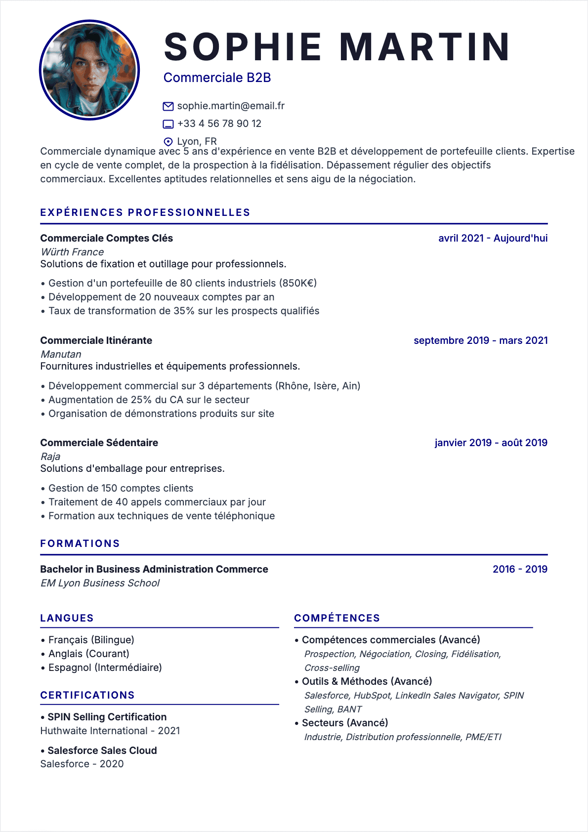 CV Commercial Confirmé - CV Commercial