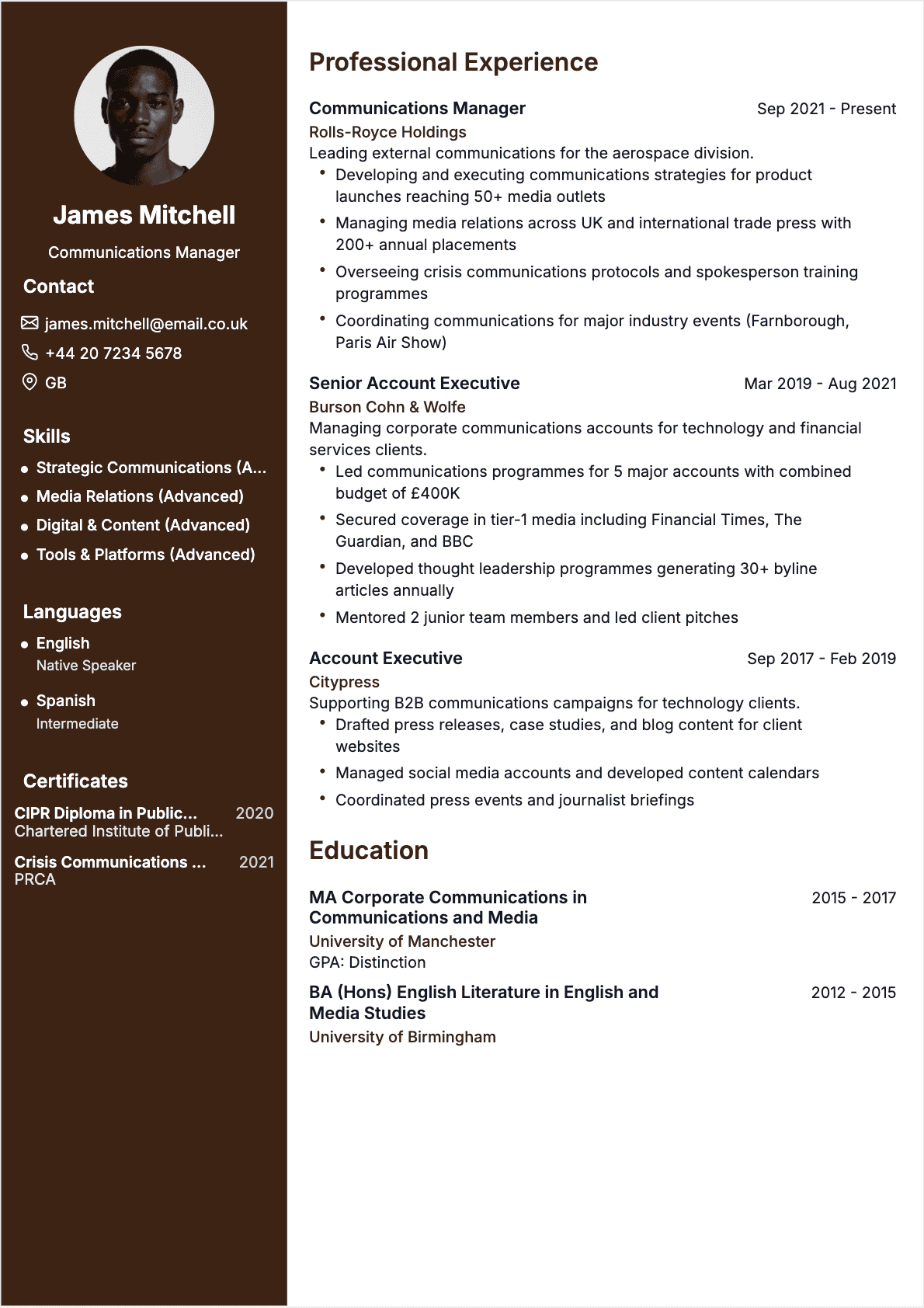 Resume Communications Specialist Confirmé - Communications Specialist Resume