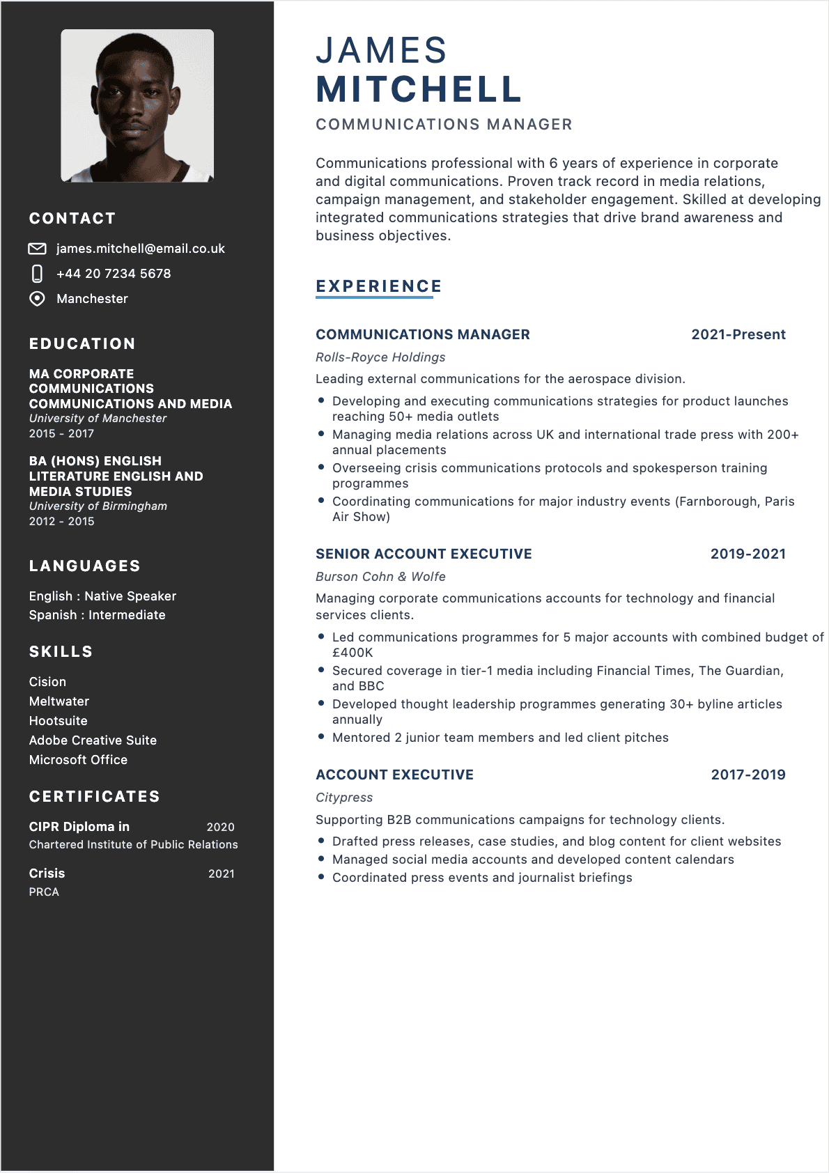 Resume Communications Specialist Confirmé - Communications Specialist Resume