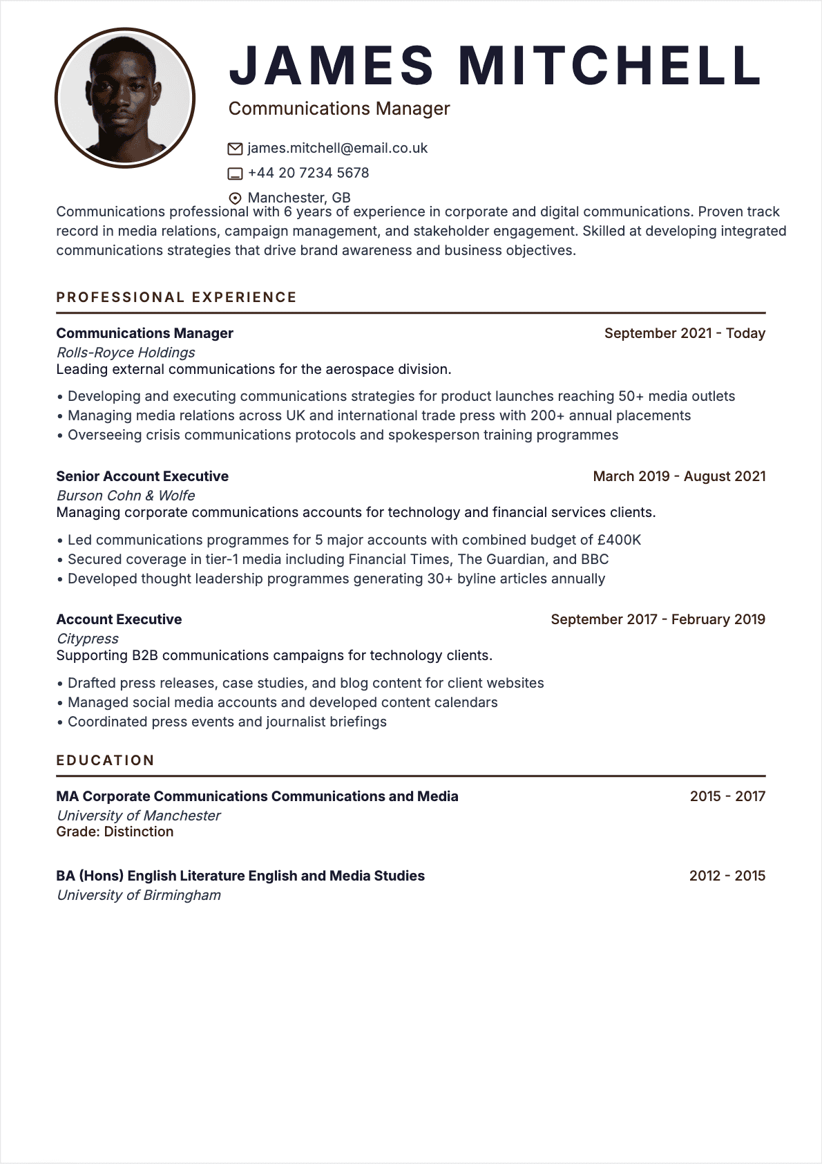 CV Communications Specialist