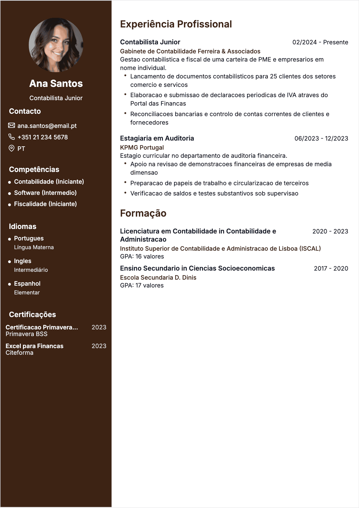 Contabilista Junior - CV Contabilista