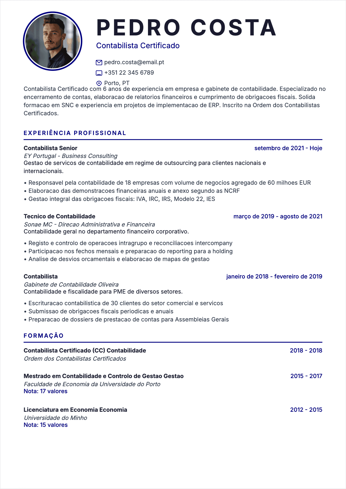 Contabilista Confirmé - CV Contabilista