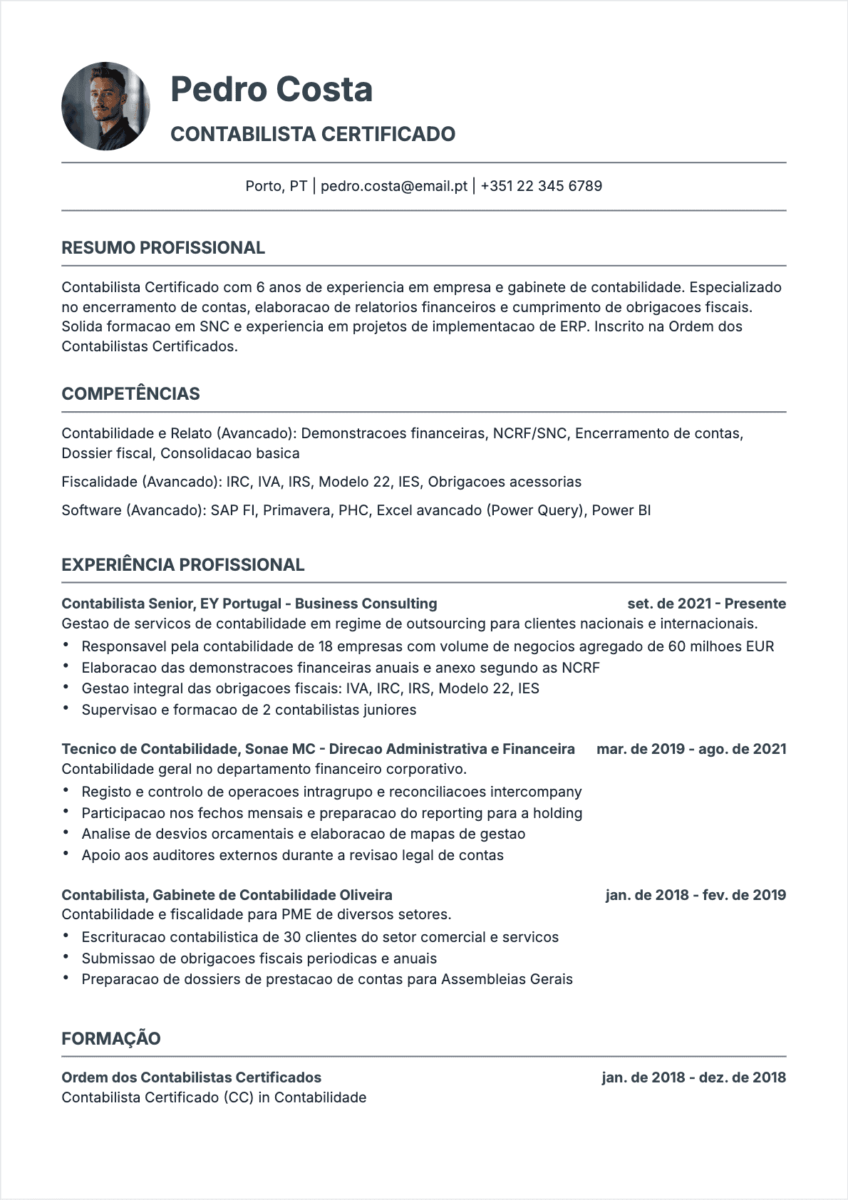 Contabilista Confirmé - CV Contabilista