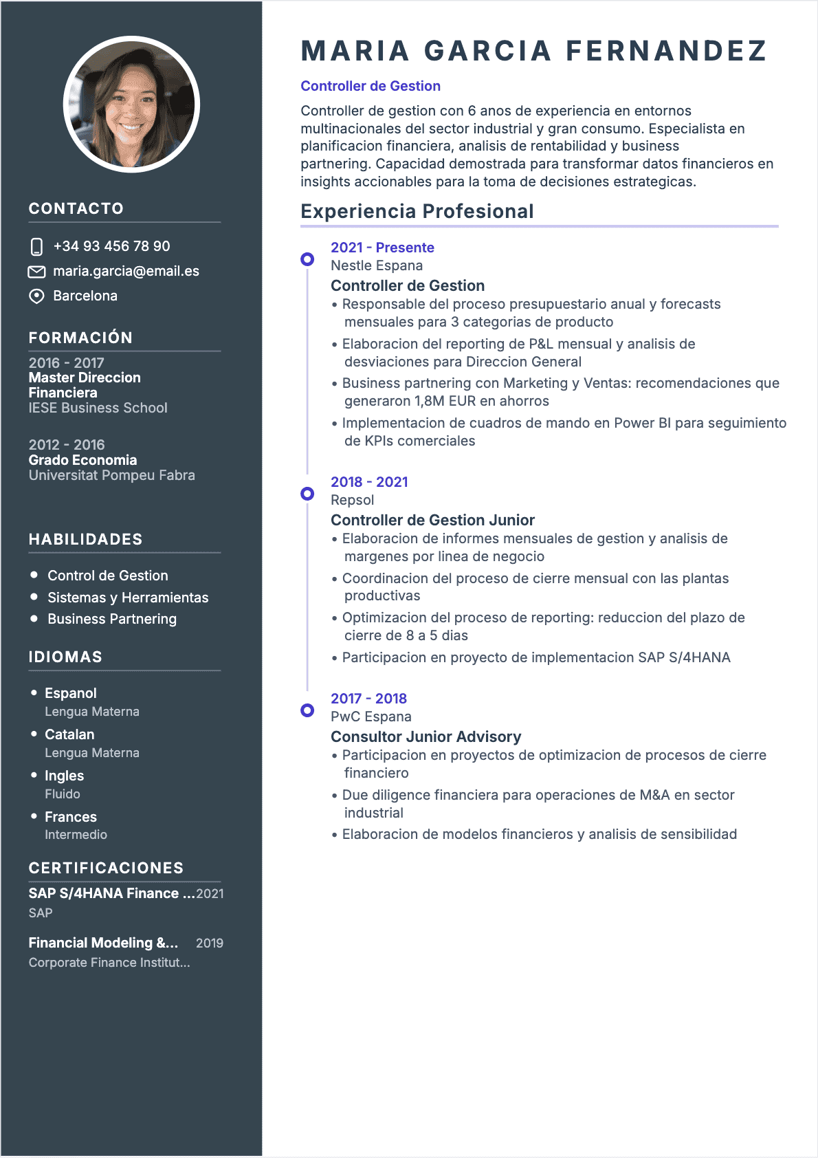 Controlador de gestión Confirmé - CV Controlador de gestión