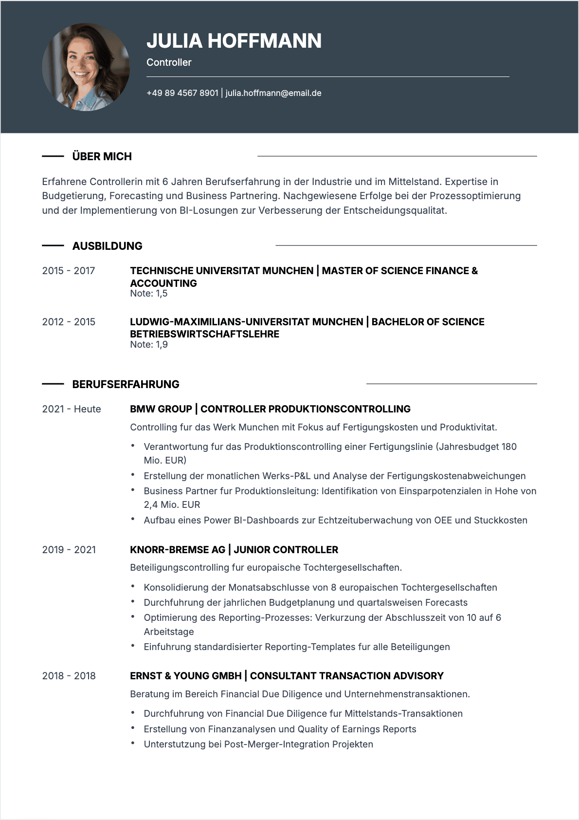 CV Controller Confirmé - Controller Lebenslauf