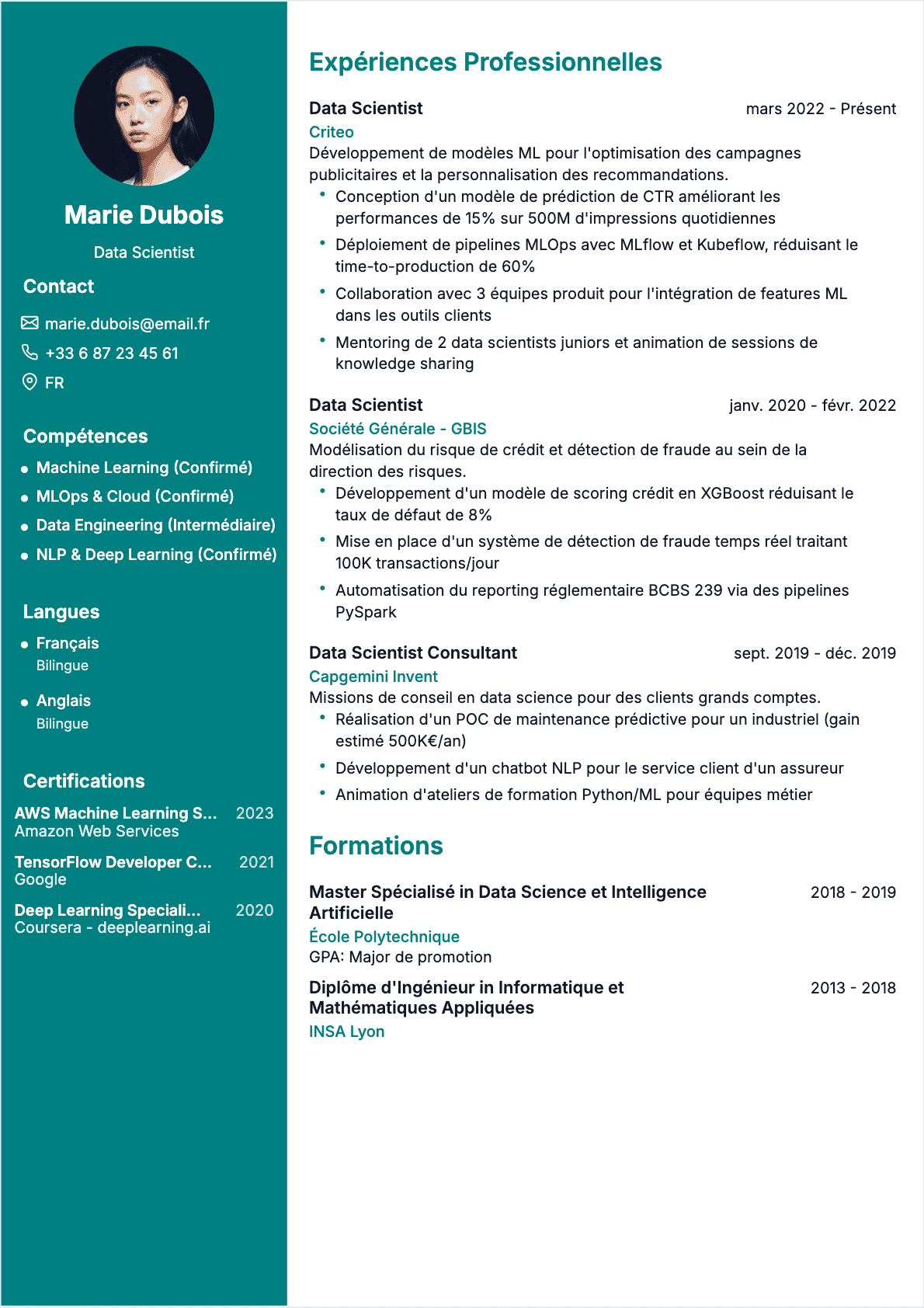 Data scientist Confirmé - CV Data scientist