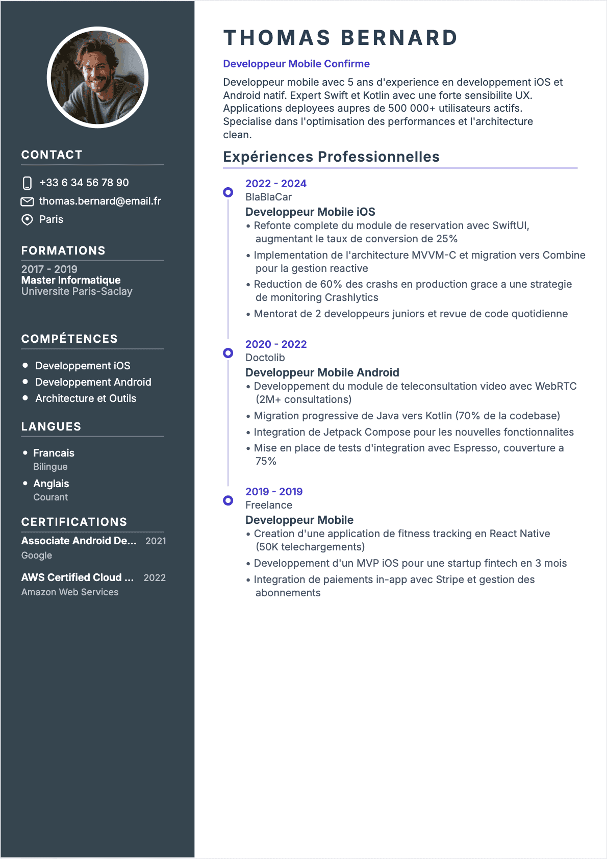 CV Développeur mobile Confirmé - CV Développeur mobile