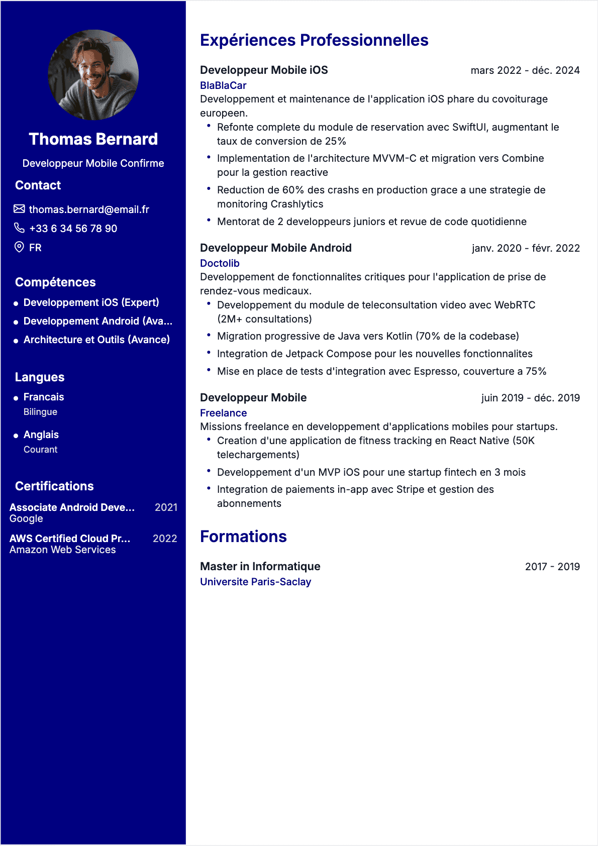 CV Développeur mobile Confirmé - CV Développeur mobile