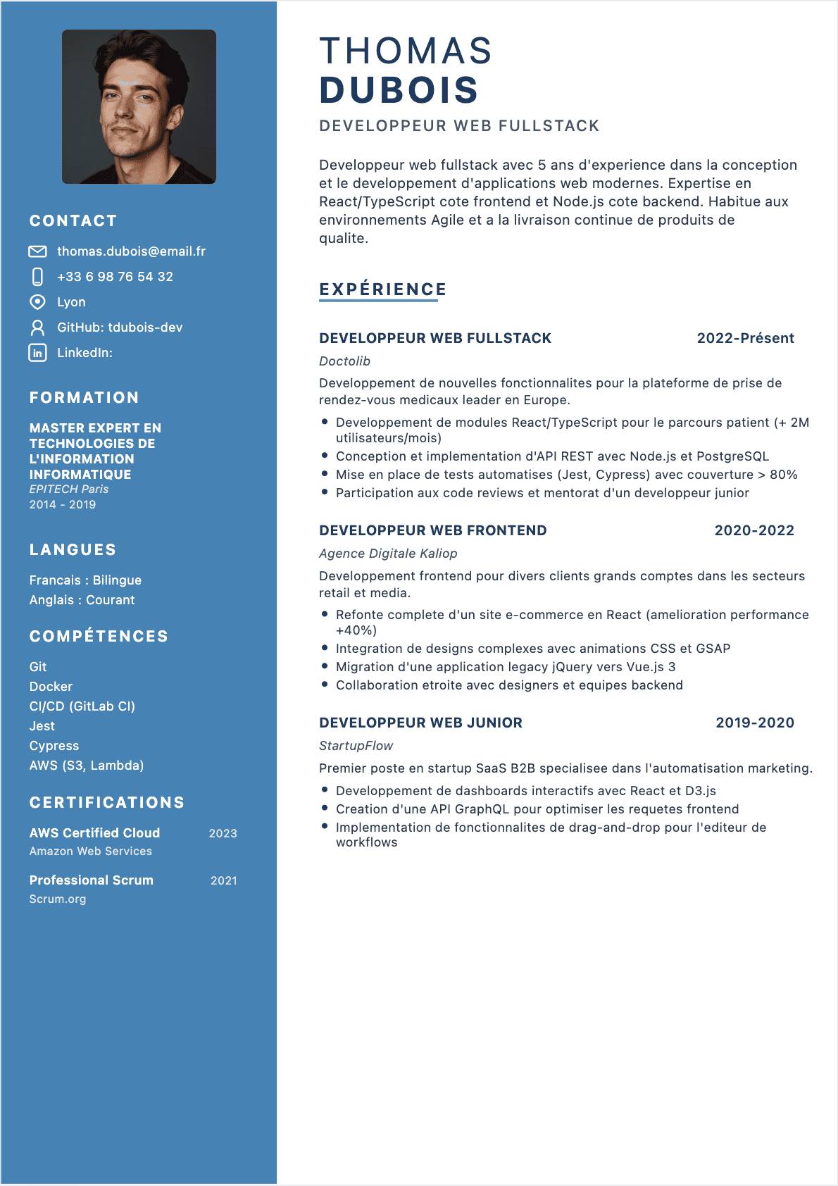 Développeur web Confirmé - CV Développeur web