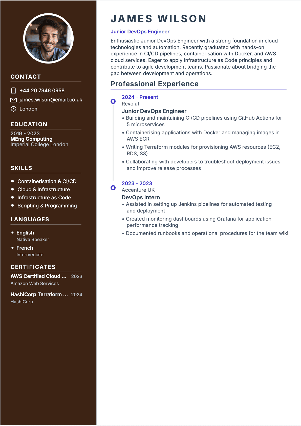 DevOps Engineer Junior - DevOps Engineer Resume