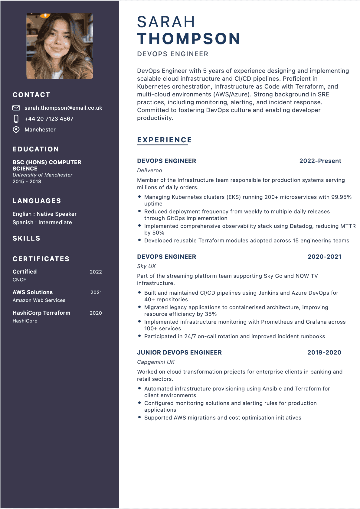 DevOps Engineer Confirmé - DevOps Engineer Resume
