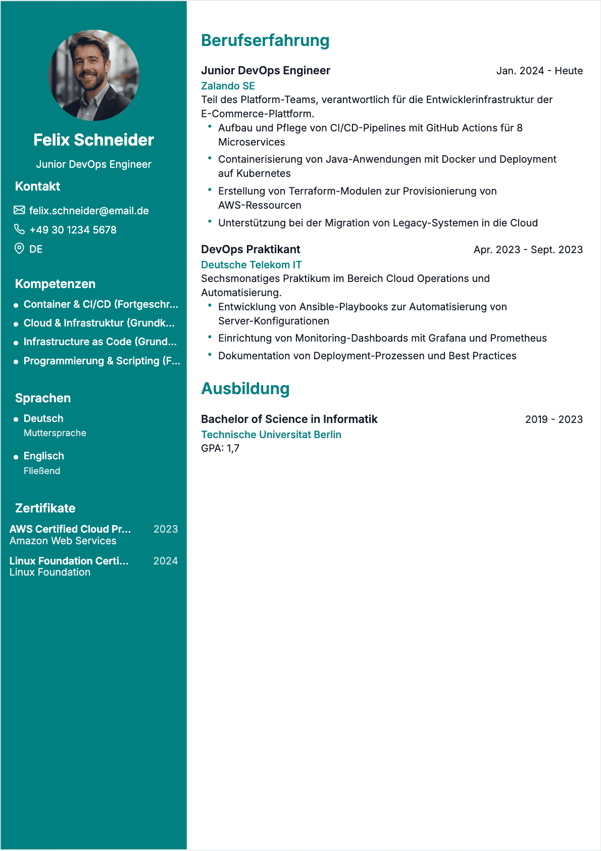 DevOps-Ingenieur Junior - DevOps-Ingenieur Lebenslauf