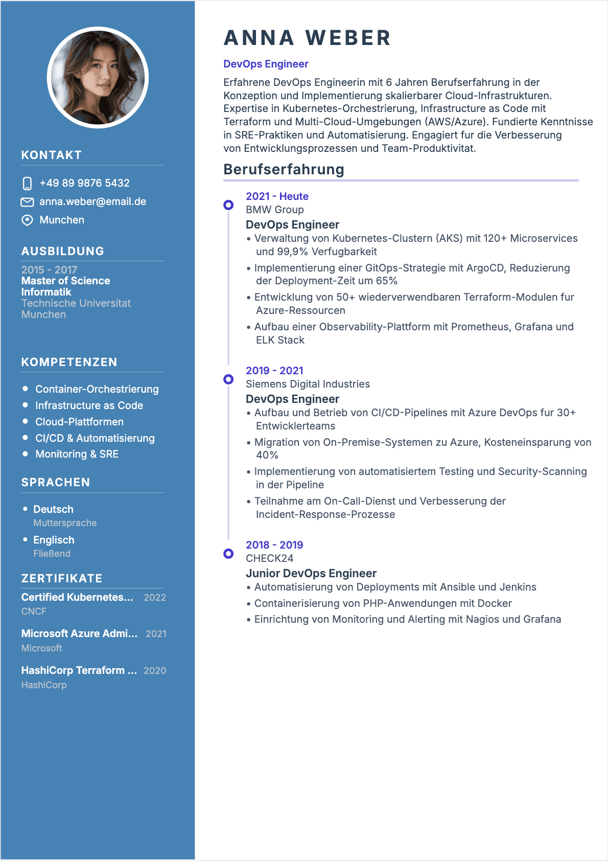 CV DevOps-Ingenieur Confirmé - DevOps-Ingenieur Lebenslauf