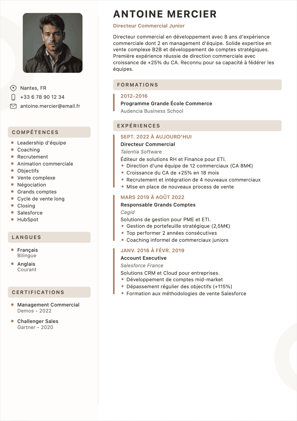 CV Directeur commercial Junior - CV Directeur commercial