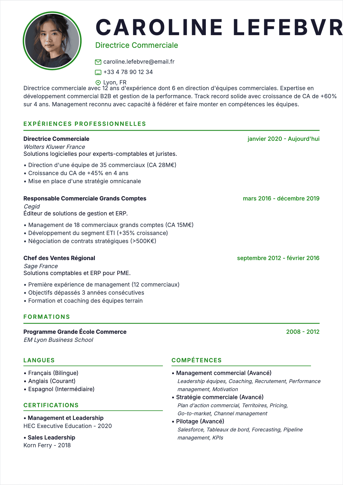 CV Directeur commercial Confirmé - CV Directeur commercial