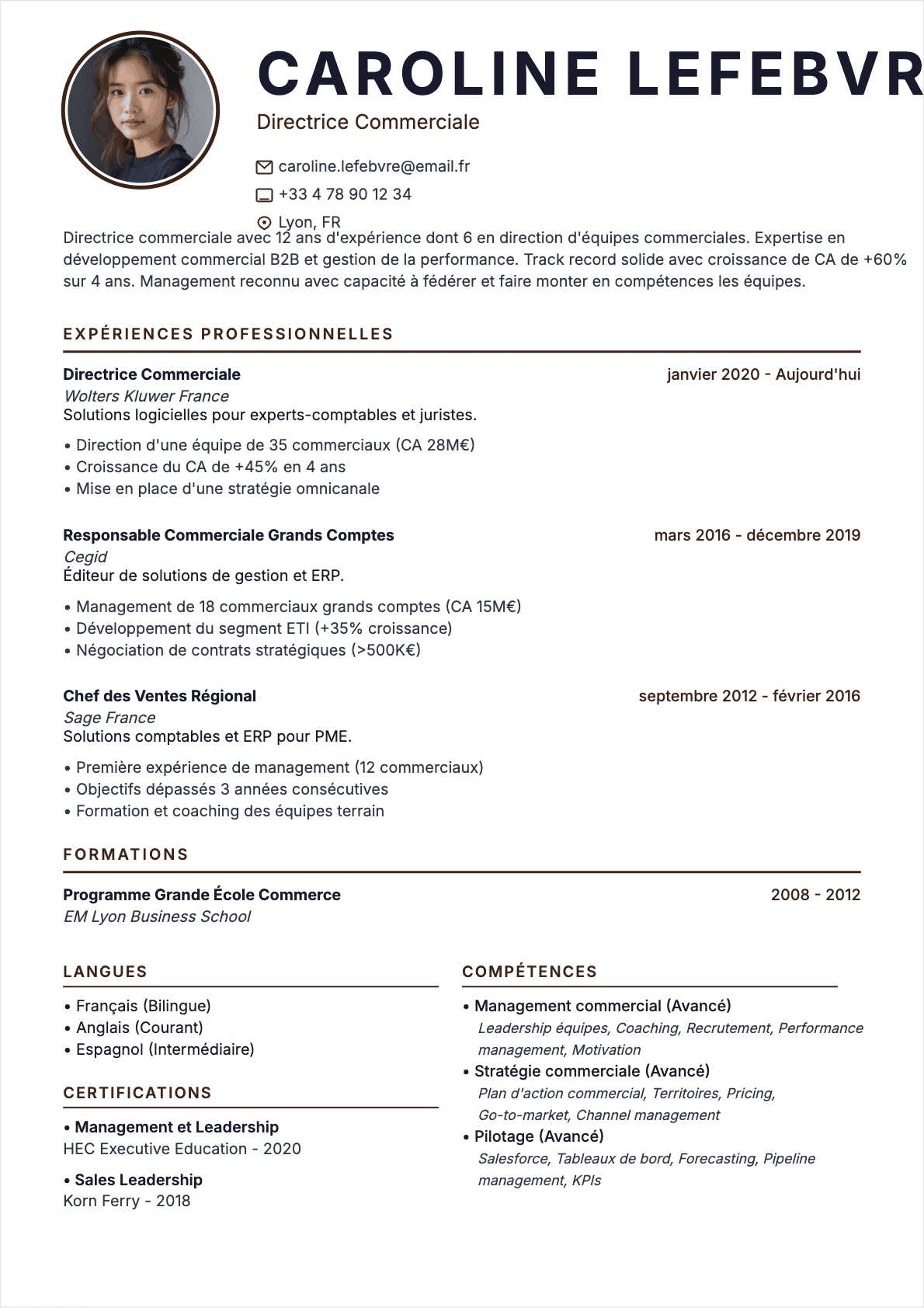 CV Directeur commercial Confirmé - CV Directeur commercial