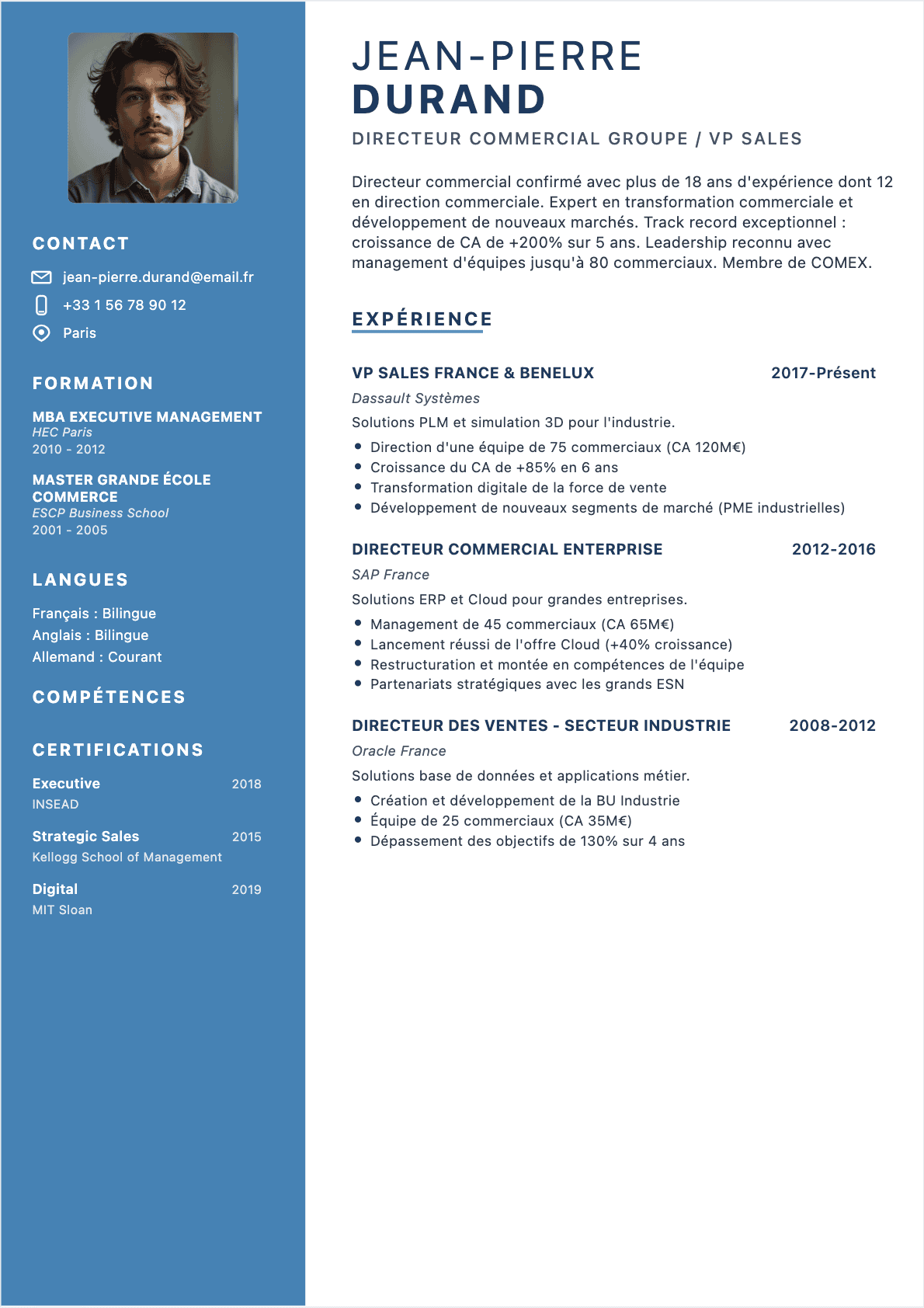 Directeur commercial Senior - CV Directeur commercial