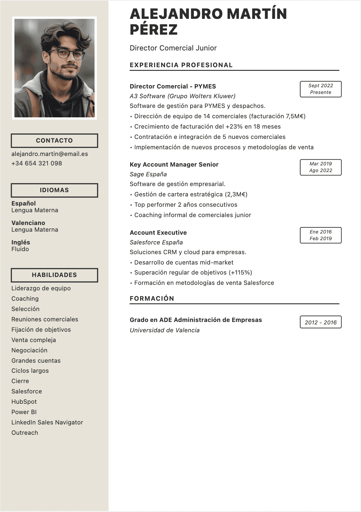 CV Director comercial Junior - CV Director comercial