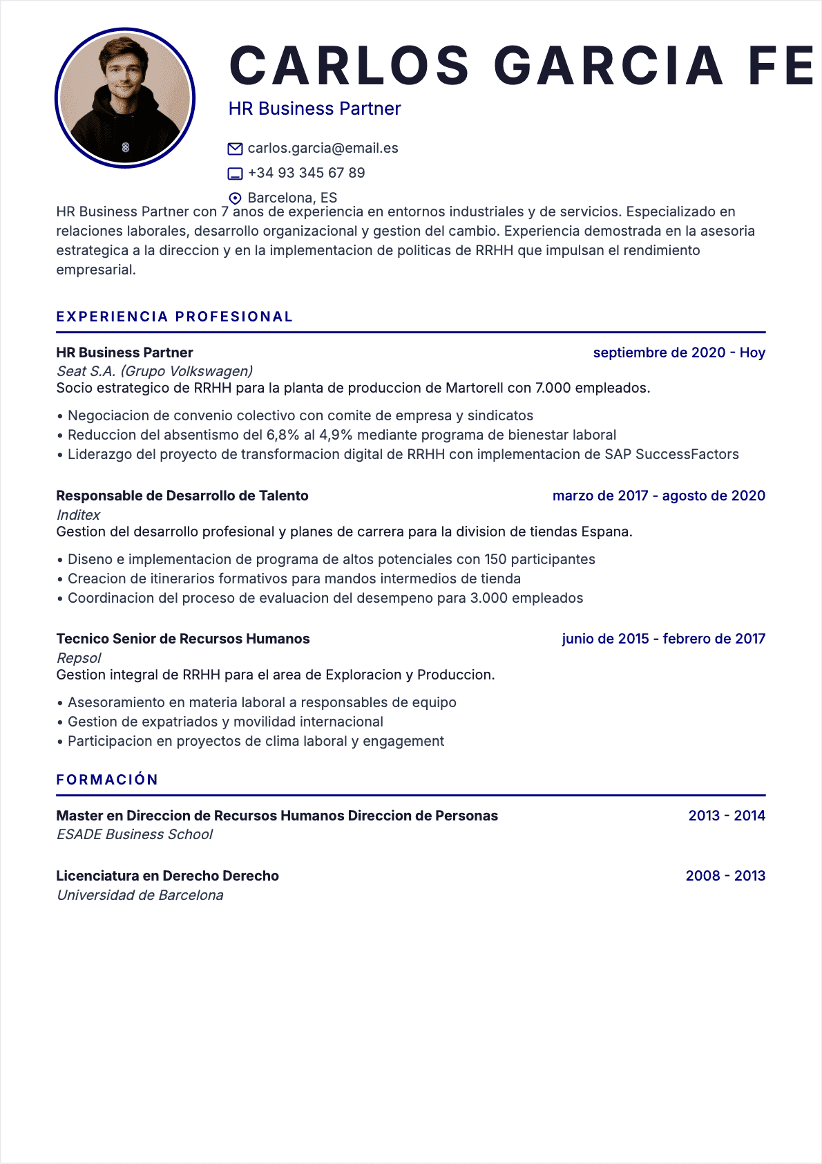 Hr Director Confirmé - CV Hr Director