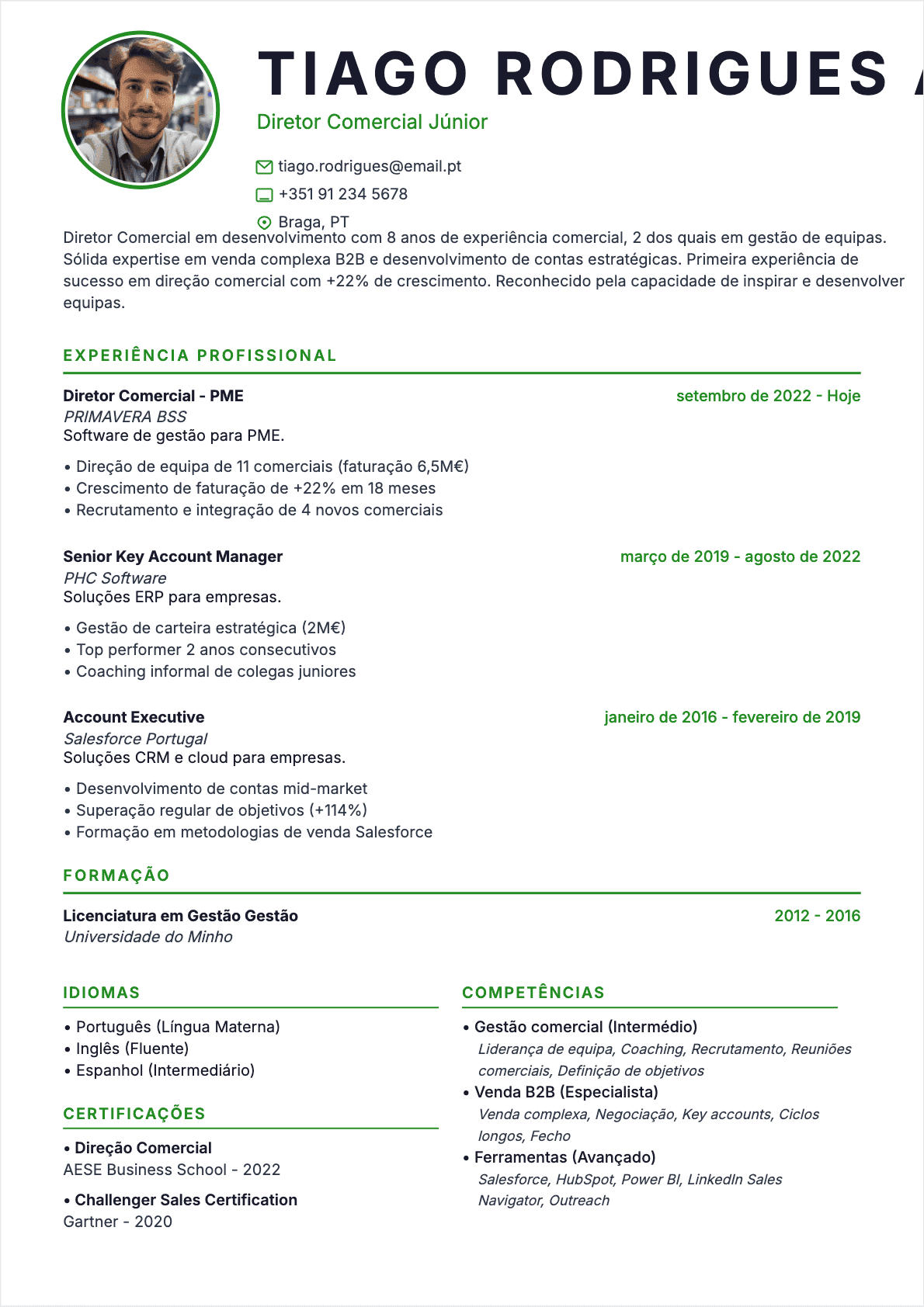 Diretor Comercial Junior - CV Diretor Comercial