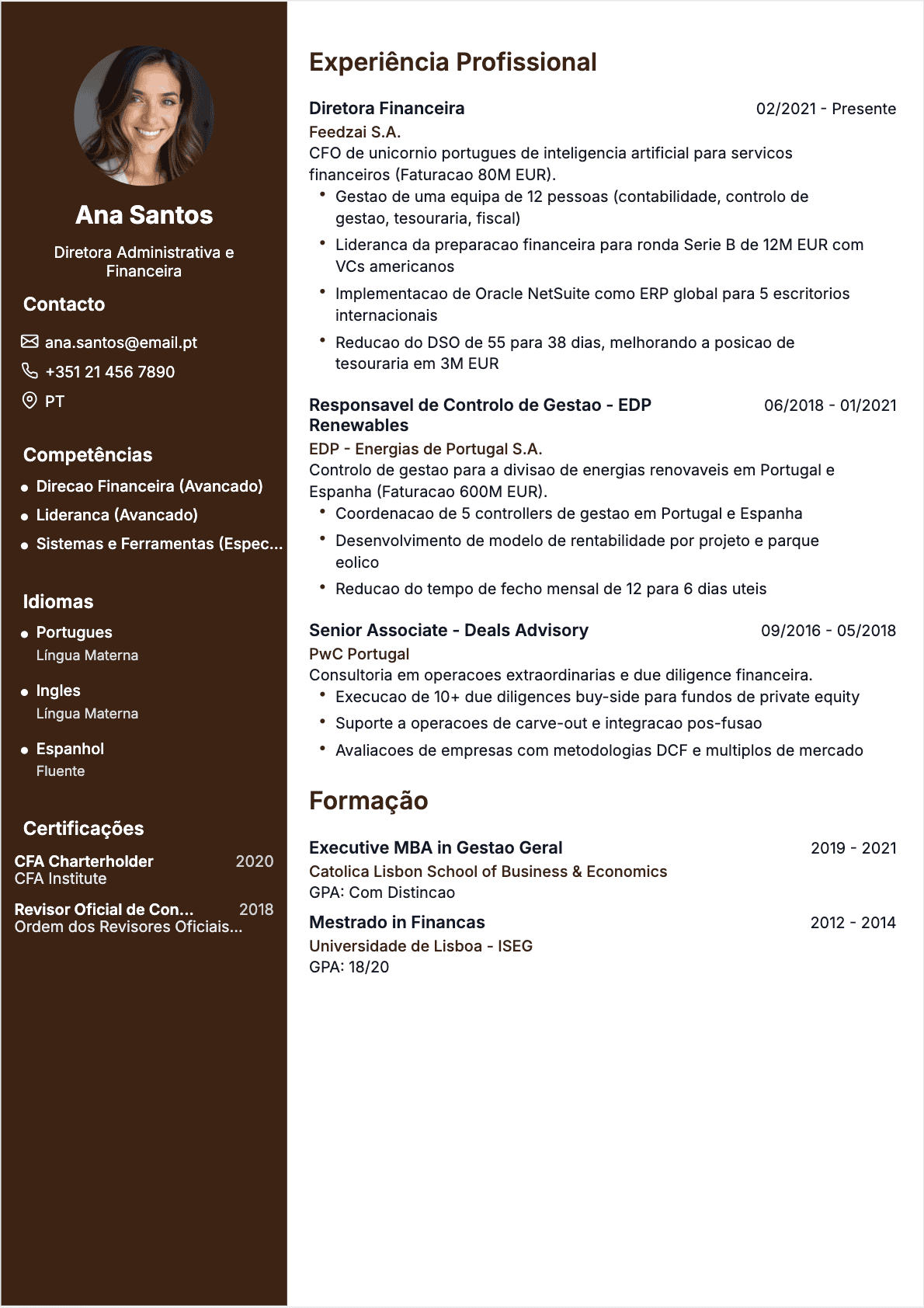 CV Diretor financeiro Confirmé - CV Diretor financeiro