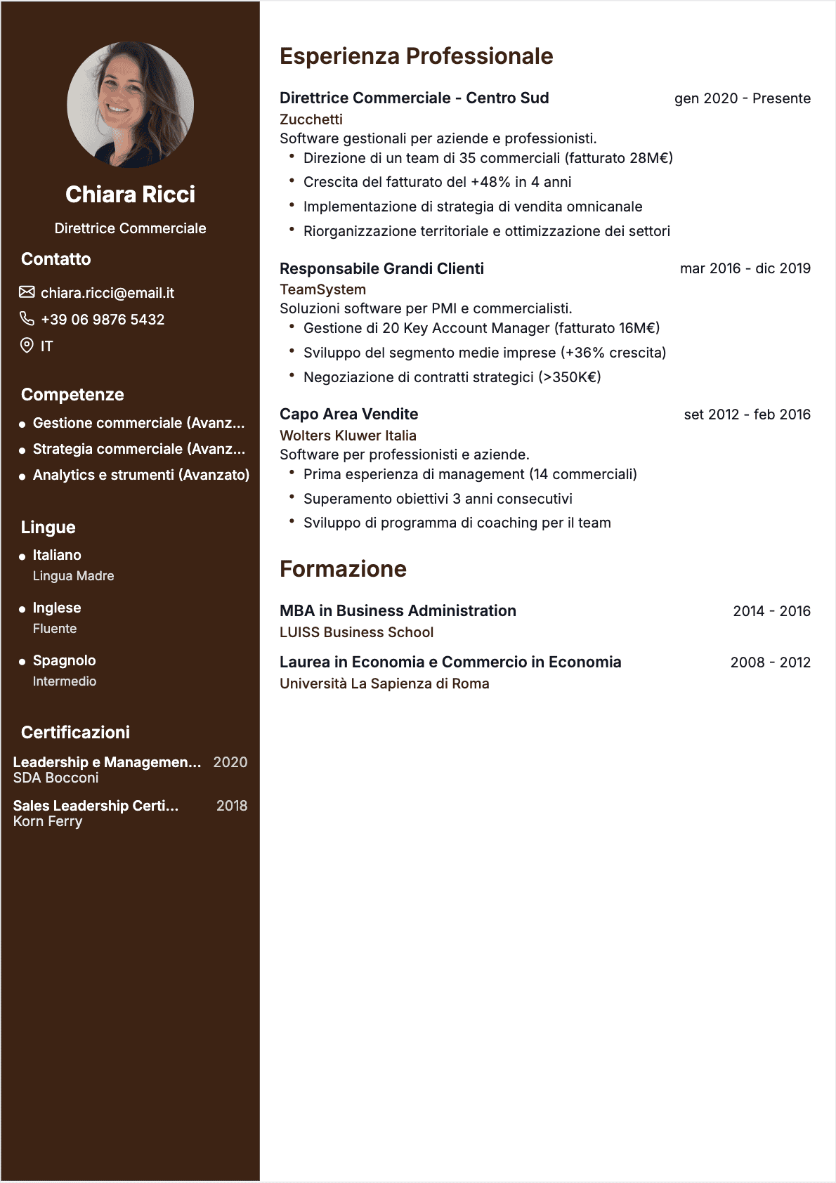 Direttore commerciale Confirmé - CV Direttore commerciale