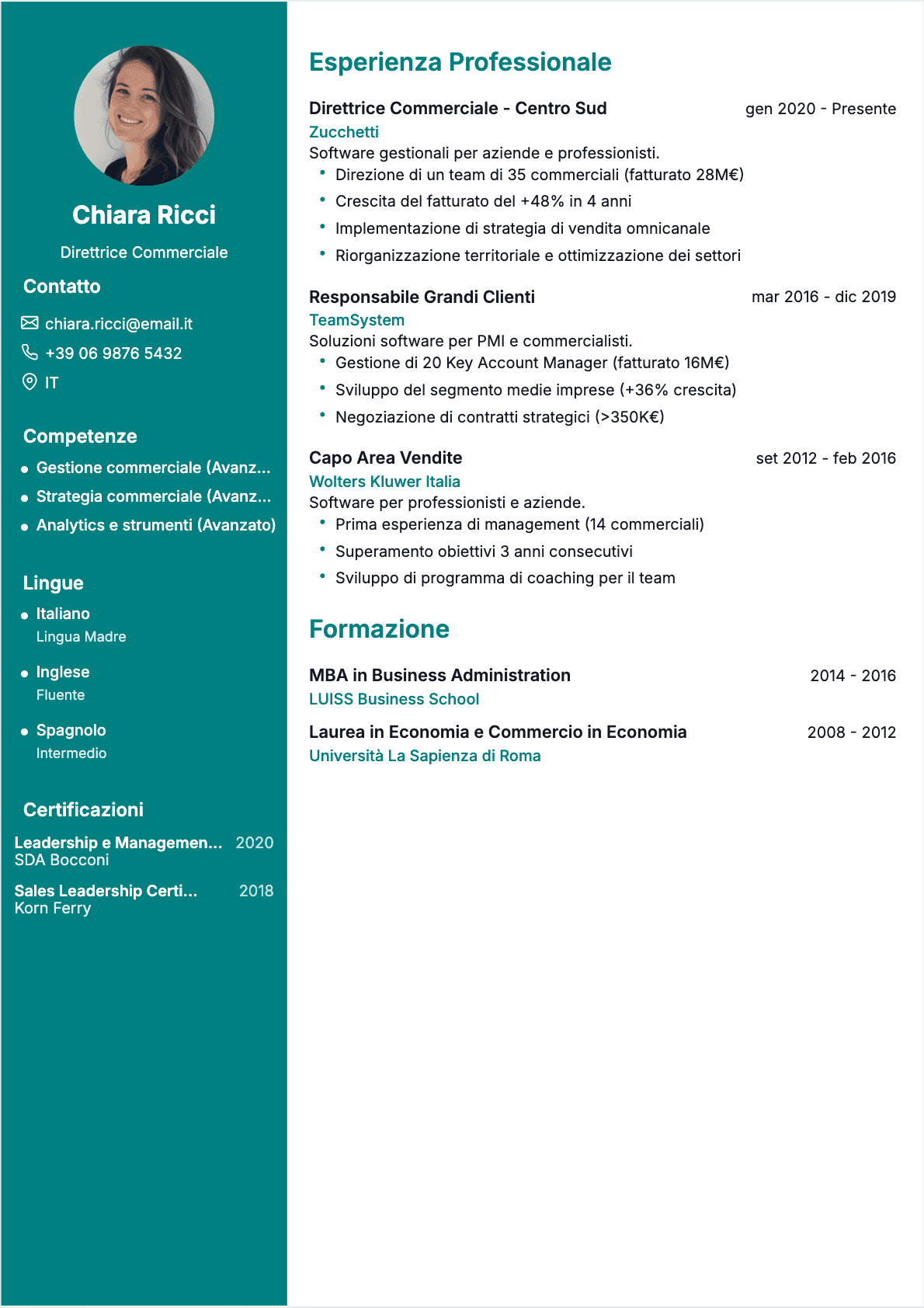 Direttore commerciale Confirmé - CV Direttore commerciale