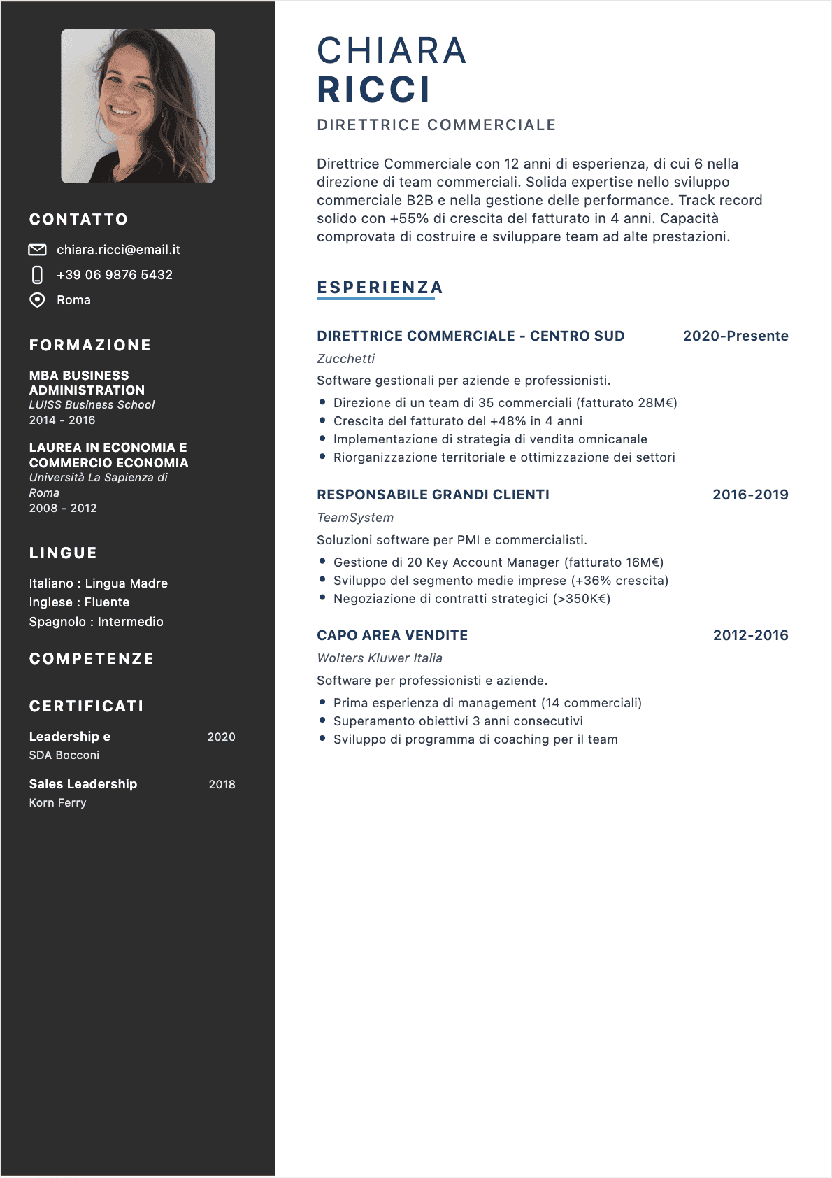 CV Direttore commerciale