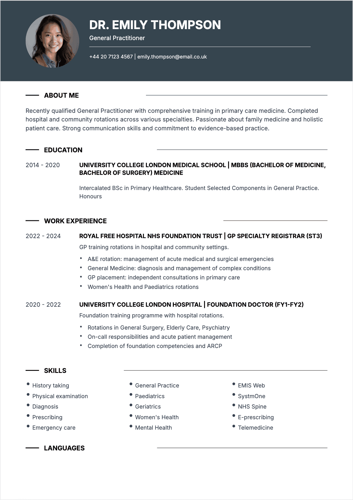 Doctor Junior - Doctor Resume