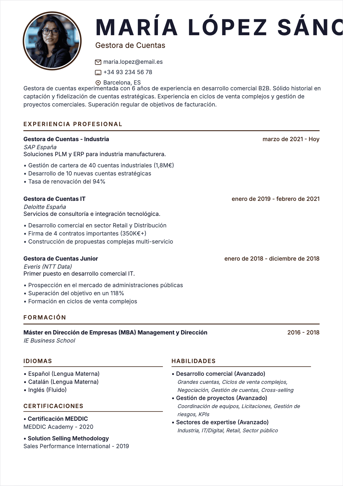 Business Developer Confirmé - CV Business Developer