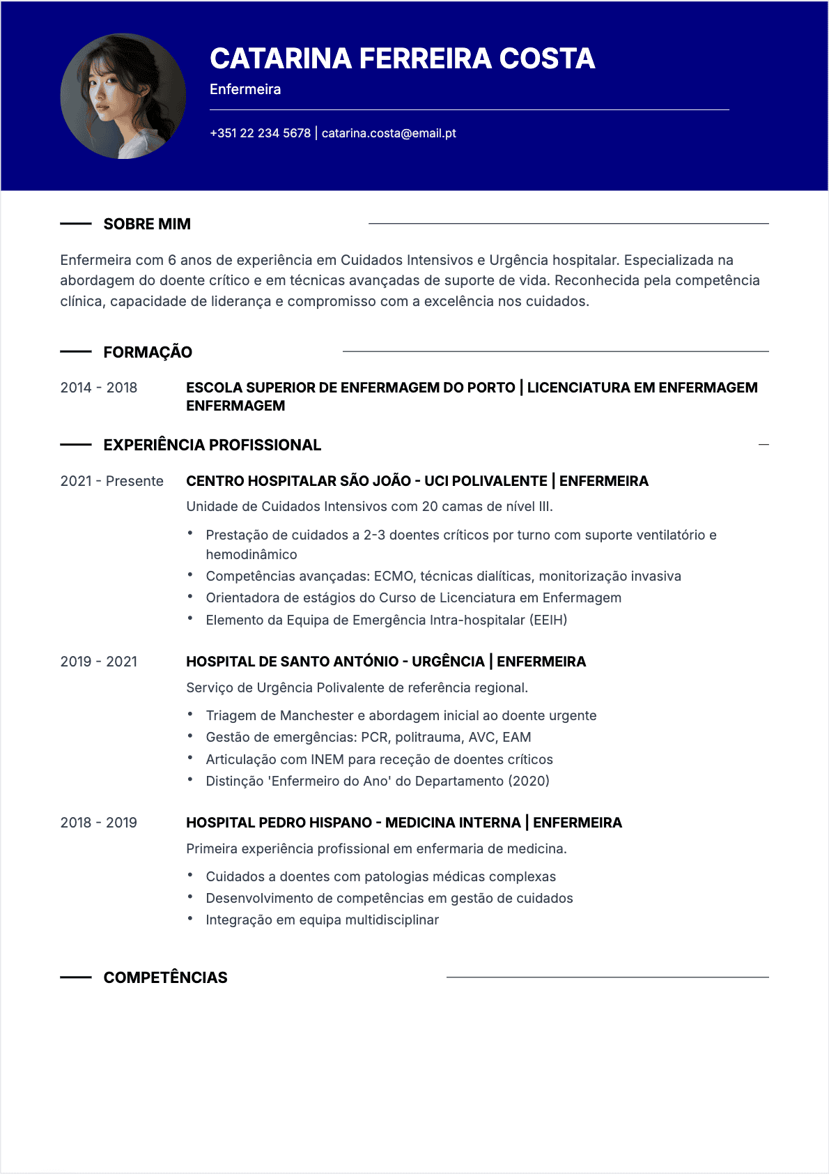 CV Enfermeiro Confirmé - CV Enfermeiro