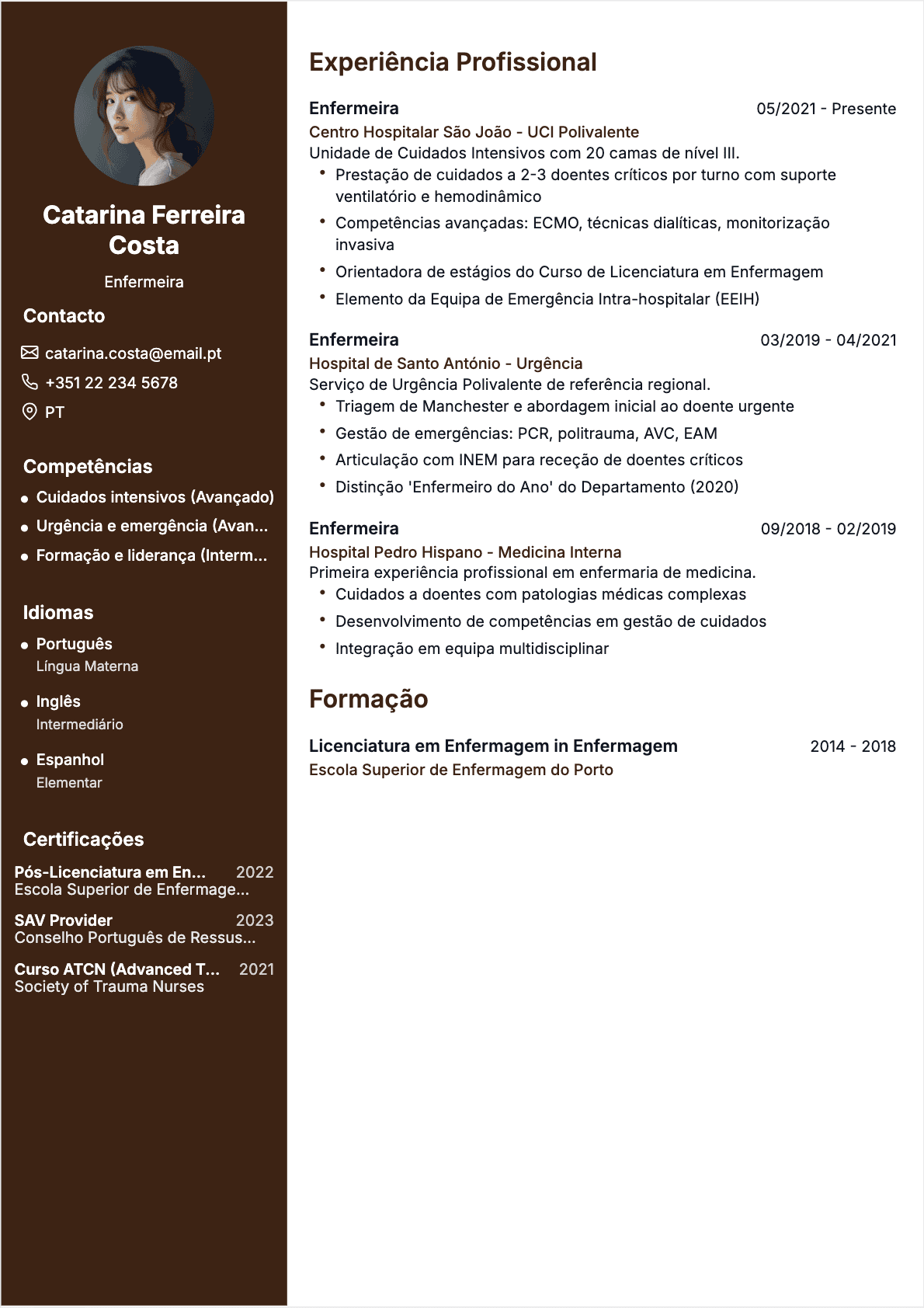 Enfermeiro Confirmé - CV Enfermeiro