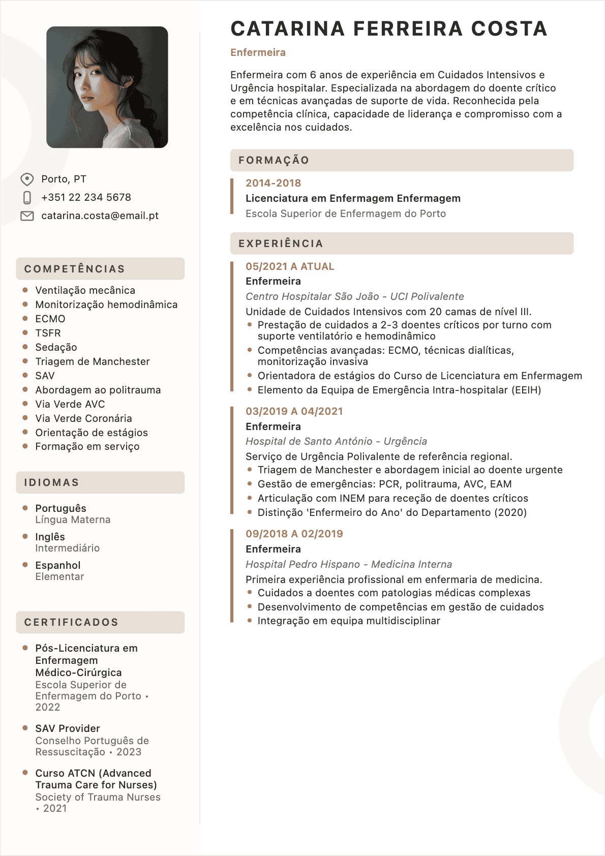 CV Enfermeiro Confirmé - CV Enfermeiro