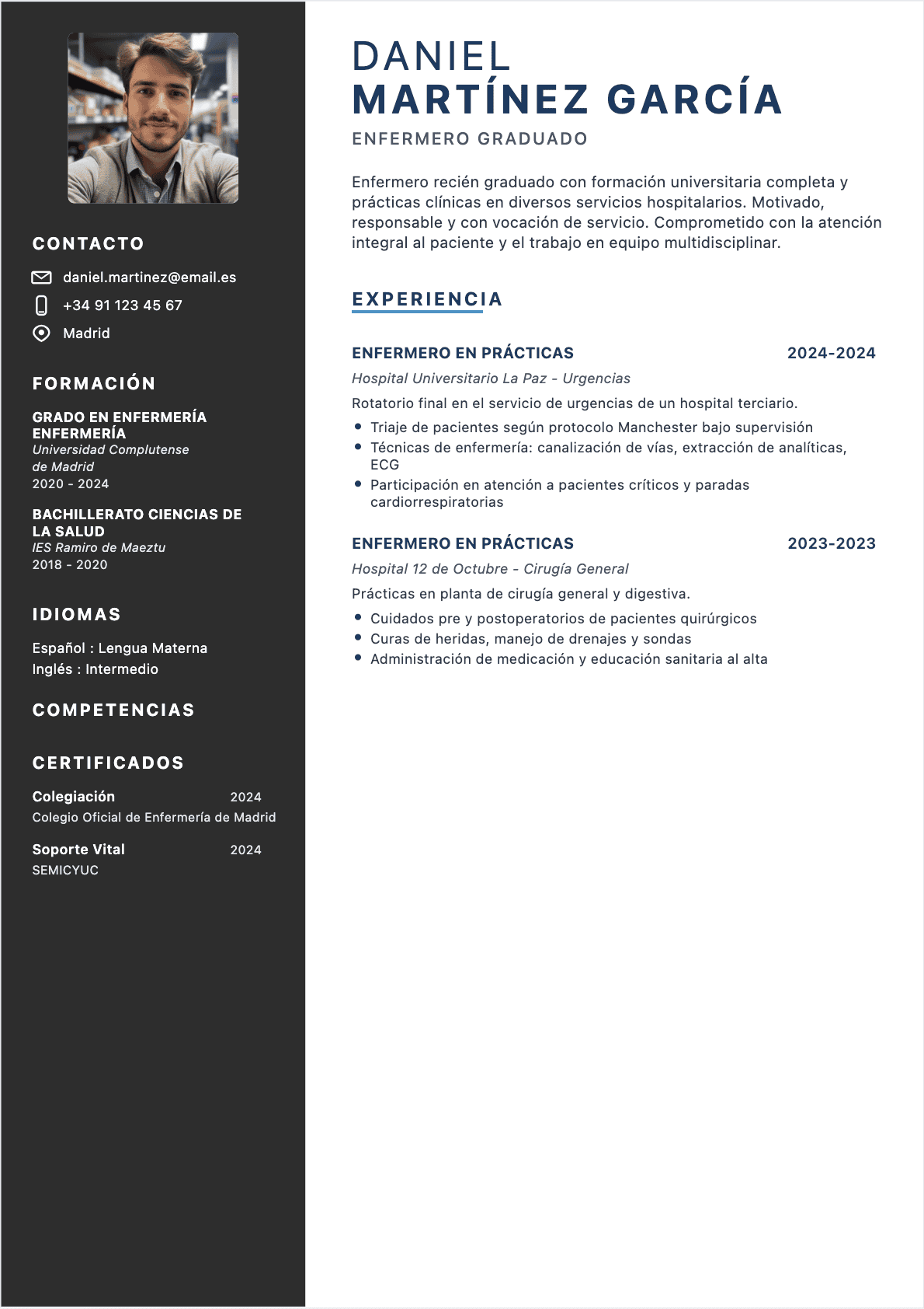 CV Enfermero Junior - CV Enfermero