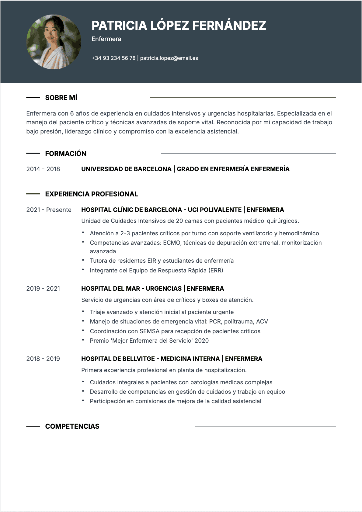 CV Enfermero Confirmé - CV Enfermero