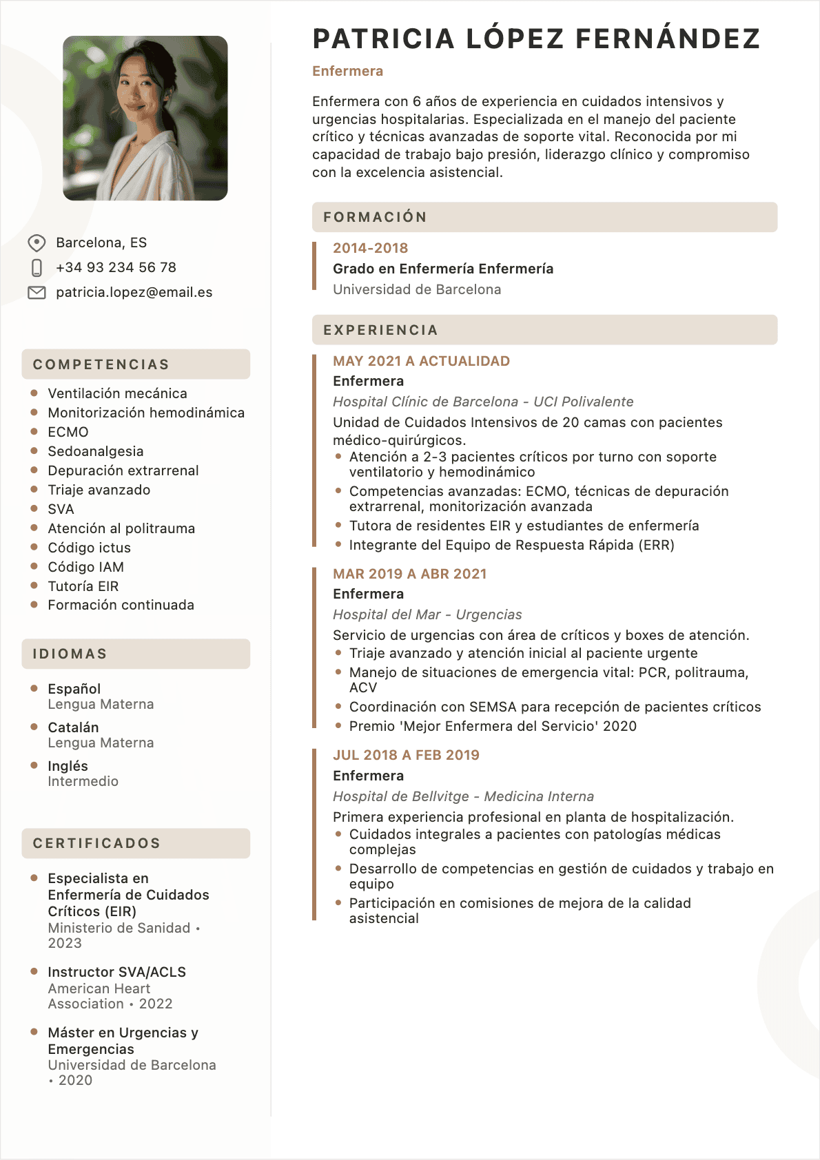 CV Enfermero Confirmé - CV Enfermero